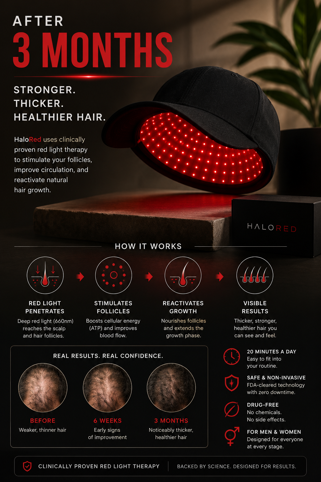 HaloRed™- Red Light Therapy Hat for hair growth